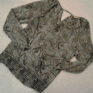 Lucky Brand NWOT boho aztek print sheer blouse